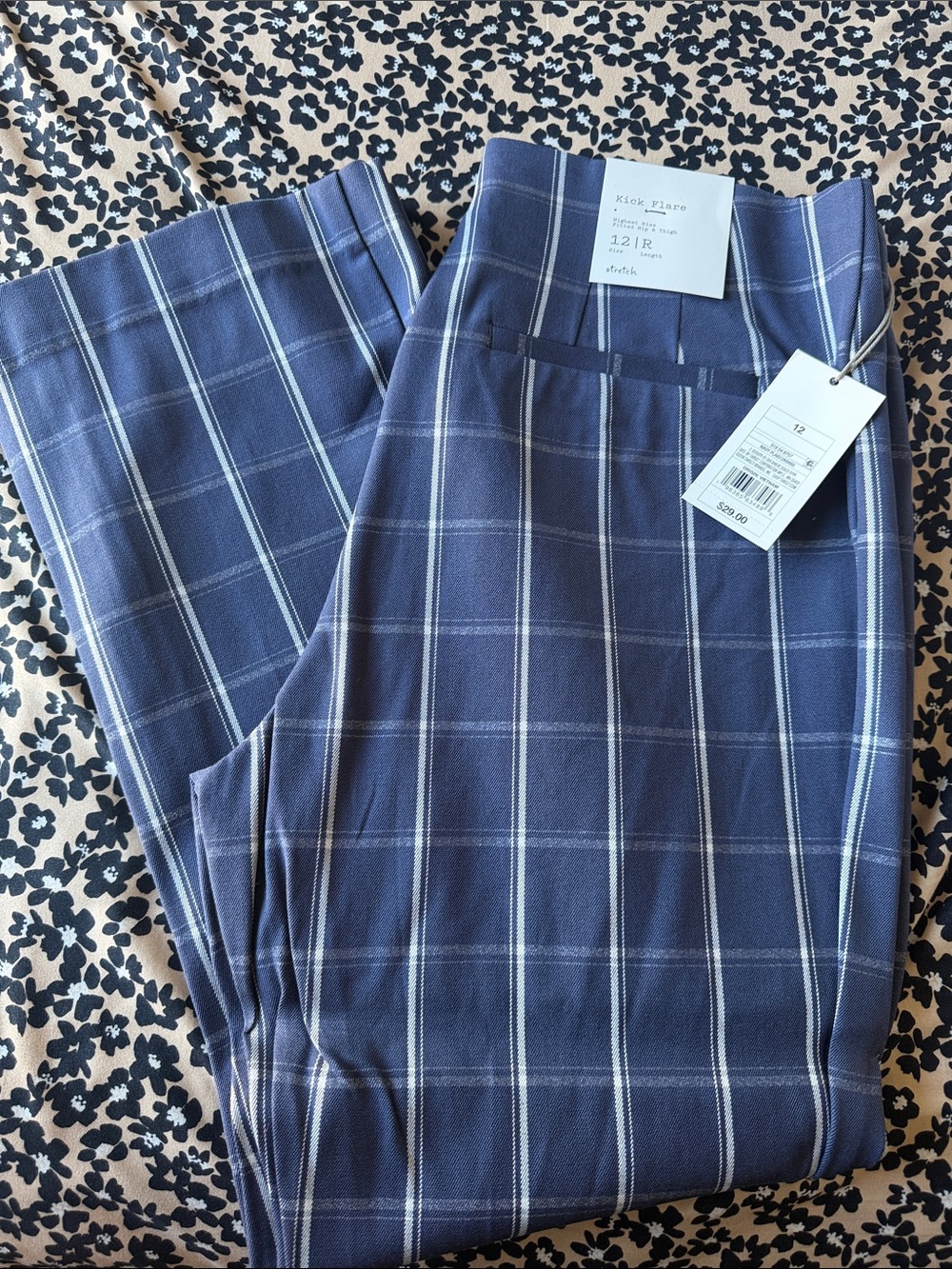 a new day Navy & White Windowpane Ankle Pants